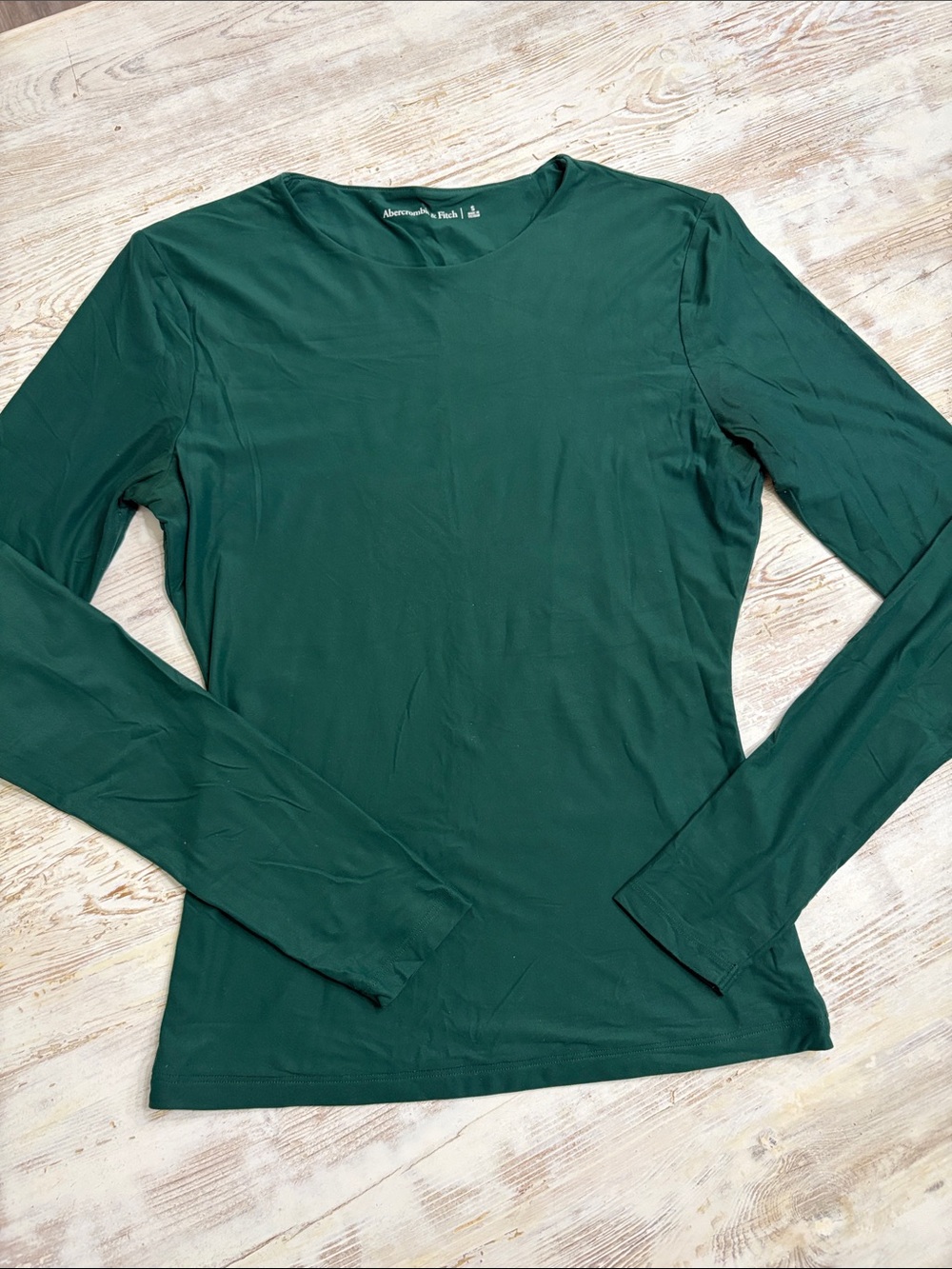 Abercrombie & Fitch Women's Long-Sleeve Crew Neck Top - Forest Green